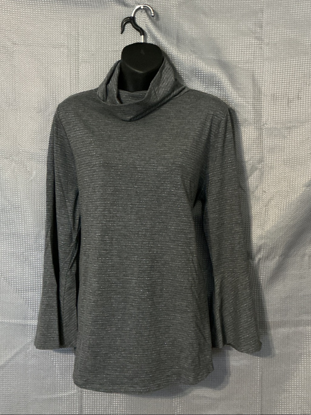 Anthropologie Charcoal Cowl Neck Long-Sleeve Top